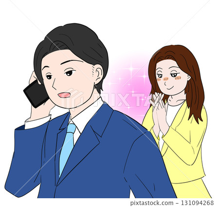 一個女人暗戀一個男人的插圖 131094268