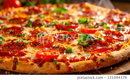 《AI Image》Delicious pizza with various toppings 131094376