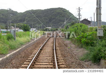 Railroad tracks near Orii Station in Shimane Prefecture Railroad tracks near Orii Station in Shimane Prefecture 131094401