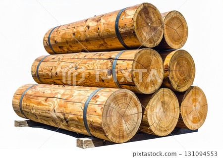 some stacked wooden logs isolated 131094553