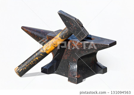 hammer and anvil isolated 131094563