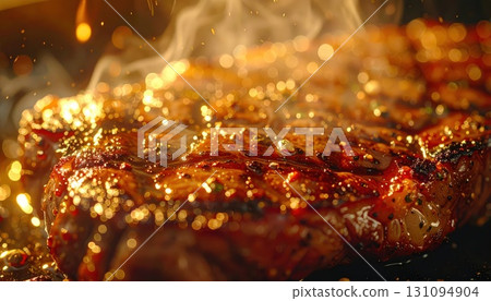 AI image: Steak meat being grilled on a barbecue 131094904