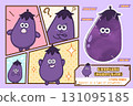 Cute eggplant character and nutritional information illustration (English version) 131095185