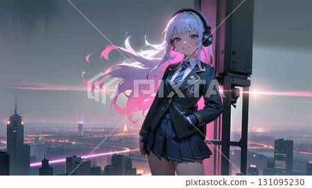 High school girl in a future city 131095230