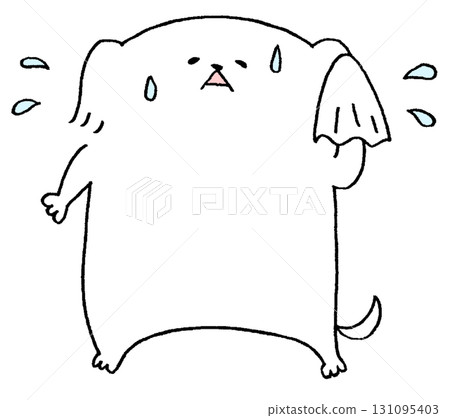 Dog wiping sweat Dog wiping sweat 131095403