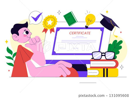 Online Course Certificate Program Illustration Featuring Learning Management System with Mobile Application, Online Coach, and Skill Development Online Course Certificate Program Illustration Featuring Learning Management System with Mobile Application, Online Coach, and Skill Development 131095608