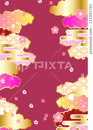 Plum Japanese pattern New Year's card background Plum Japanese pattern New Year's card background 131095783