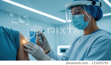 高科技醫療室疫苗接種的未來場景 131095793