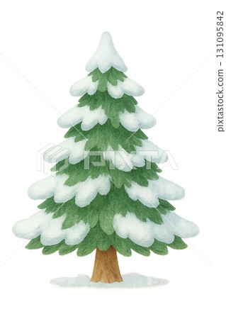 Illustration of a snow-covered Christmas tree (PNG cutout) 131095842