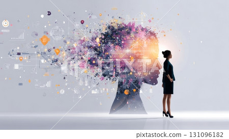 人工智慧大腦和女商人概念 131096182