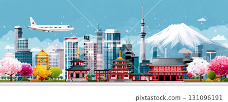 日本和東京著名地標插圖 日本和東京著名地標插圖 131096191