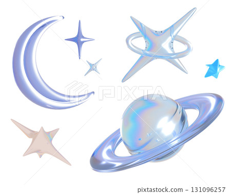 crystal moon, stars, planet 3D graphic crystal moon, stars, planet 3D graphic 131096257