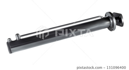 Black hydraulic cylinder pump on white background isolated 131096400