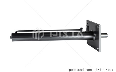 Black hydraulic cylinder pump on white background isolated Black hydraulic cylinder pump on white background isolated 131096405