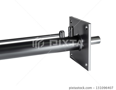 Black hydraulic cylinder pump on white background isolated 131096407