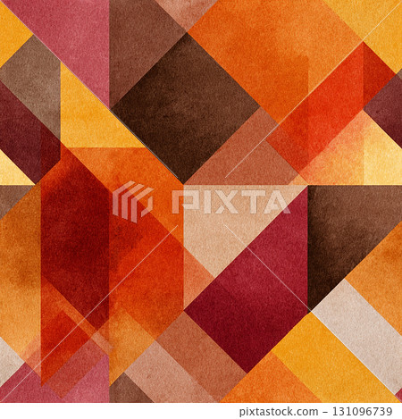 水彩風格幾何圖案背景素材(三角形和正方形、紅褐色米色) 水彩風格幾何圖案背景素材(三角形和正方形、紅褐色米色) 131096739