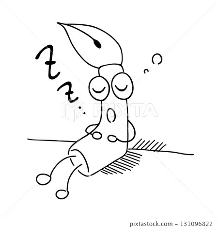 Resting pen (hand-drawn line drawing) 131096822