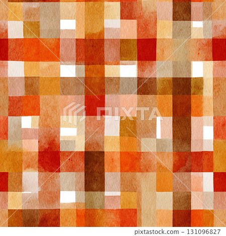 Watercolor checkered background texture material (autumn colors) 131096827