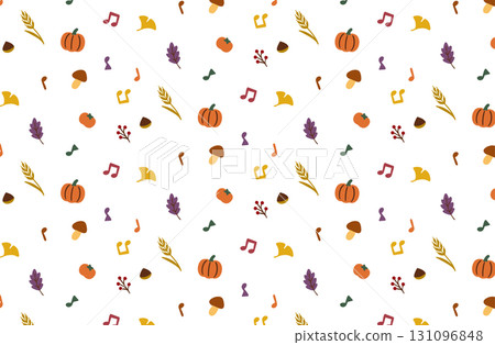 秋季圖案—南瓜、樹葉和音符 秋季圖案—南瓜、樹葉和音符 131096848