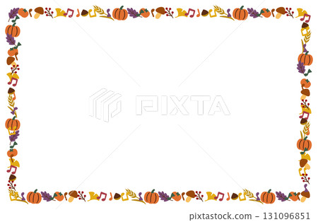 Autumn frame material - pumpkin and fallen leaves 131096851