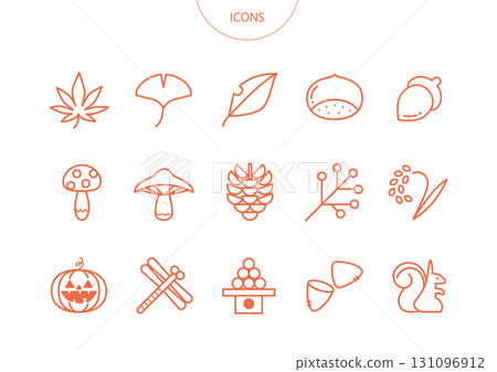 秋季圖示象形文字向量插圖集 131096912