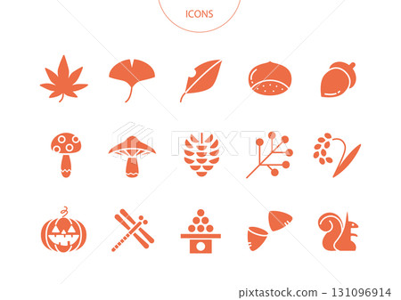 秋季圖示象形文字向量插圖集 131096914