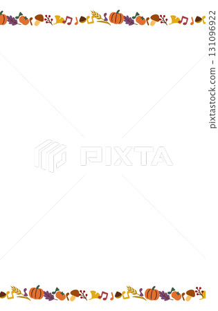 Autumn frame material - Pumpkin and fallen leaves decoration 131096922