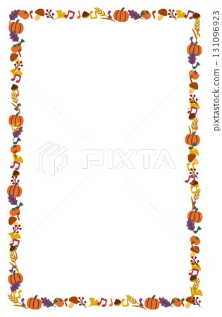 Autumn frame material - pumpkin and fallen leaves 131096923
