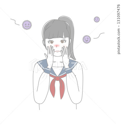 Female students troubled by viruses Female students troubled by viruses 131097476