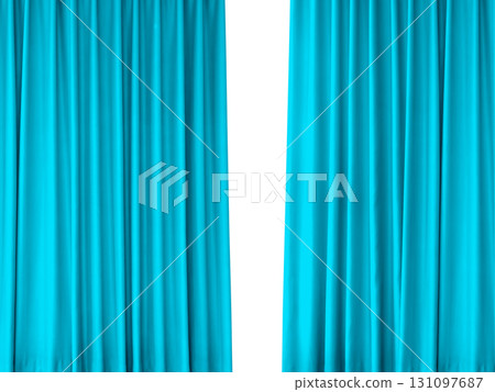 2 layers of blue curtains for decoration, background image. 2 layers of blue curtains for decoration, background image. 131097687