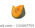 Slice of pumpkin isolated on white background 131097755
