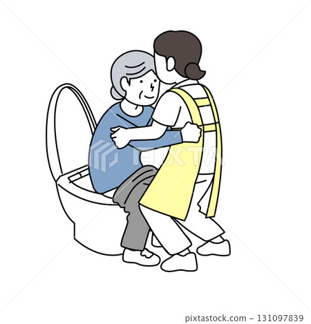 護理人員協助老人上廁所 131097839