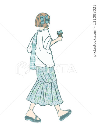 Summer illustration of a woman's back 131098023