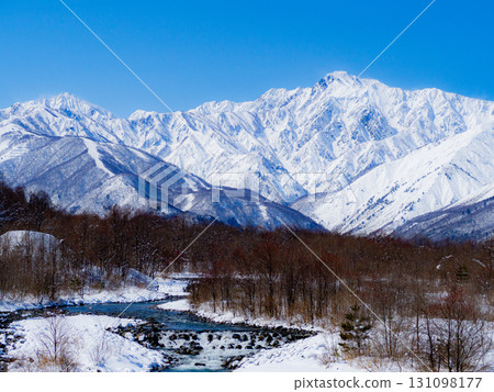 Mount Goryu in winter, Hakuba Village, Nagano Prefecture 131098177