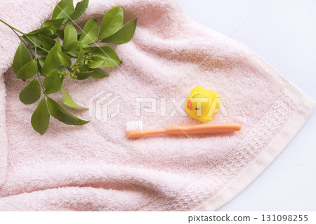 toothbrush with terry cloth health care of baby  131098255