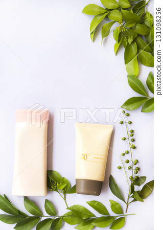 sunscreen spf50 for health care skin face with body lotion of lifestyle woman 131098256