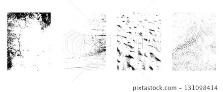 Set of black and white textures for overlay. Vector graphics. Different types of stamps 131098414