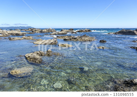 A coastline of eroded rocks on the western tip of the Boso Peninsula A coastline of eroded rocks on the western tip of the Boso Peninsula 131098555