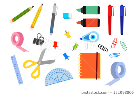 Stationery set (notebook, scissors, ruler, clips, masking tape) 131098806