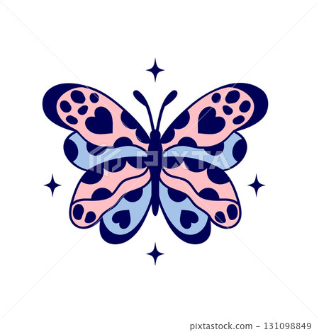 Cute butterfly with hearts and polka dots 131098849