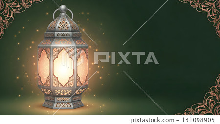 An Elegant Lantern with a Warm, Inviting Glow Perfect for Cultural Celebrations or Events 131098905