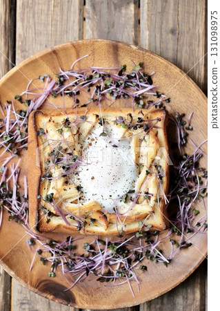 Toast with salad chicken on top 131098975