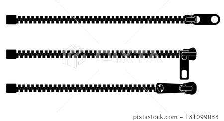 Realistic zipper pull vector icon. Isolated sketch of open metal zip for clothes jacket or bag. Flat fashion accessory illustration with teeth design for textile or apparel template. Realistic zipper pull vector icon. Isolated sketch of open metal zip for clothes jacket or bag. Flat fashion accessory illustration with teeth design for textile or apparel template. 131099033
