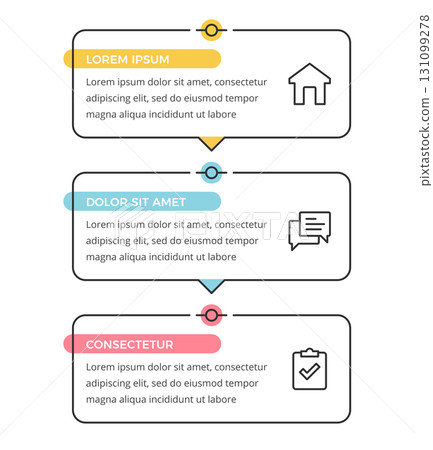 Three Step Process Infographic Template 131099278
