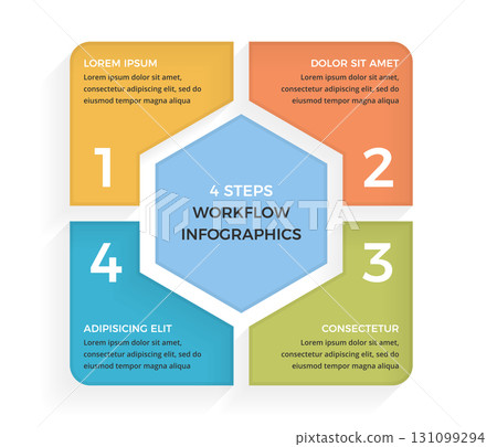 Four Steps Workflow Infographic Template Four Steps Workflow Infographic Template 131099294