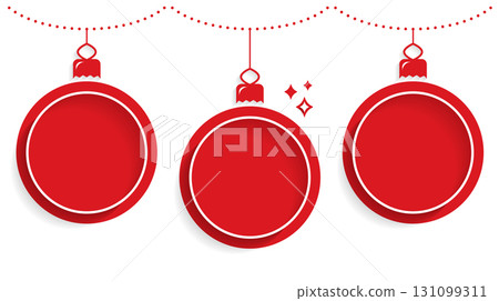 Three Red Christmas Ornaments Three Red Christmas Ornaments 131099311