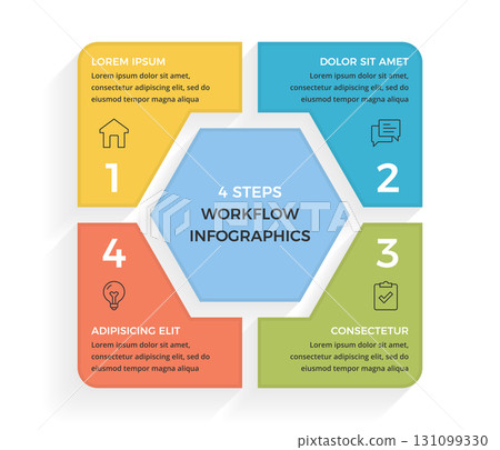 Four Steps Workflow Infographic Template 131099330