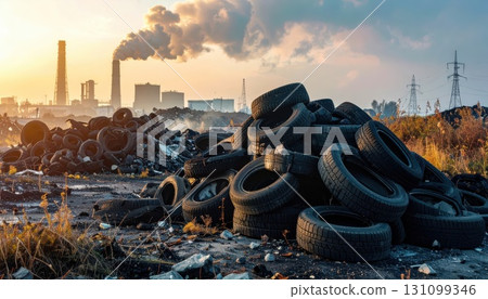 AI Image: Piles of discarded tires 131099346