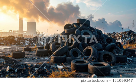 AI Image: Piles of discarded tires 131099347