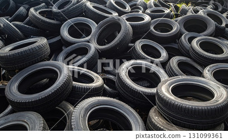 AI Image: Piles of discarded tires 131099361